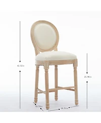 Streamdale Furniture Solid Wood Bar stools Set of 2, Classic French Country Wooden Barstools with Upholstered Seating