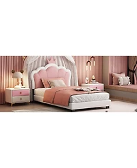 Streamdale Furniture Streamdale Twin size Upholstered Princess Bed With Crown Headboard,Twin Size Platform Bed with Headboard