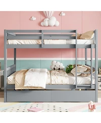 Streamdale Furniture Full Over Full Bunk Bed with 2 Drawers, Convertible to 2 Full Beds