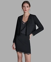 Bcbg Women's Padded Shoulder Open Front Jacket