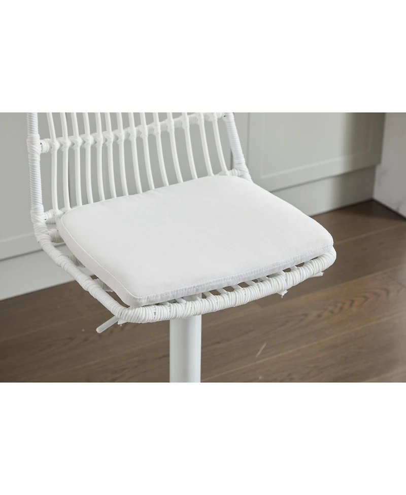 Streamdale Furniture Set of 2 Rattan Bar Stool, 360 Swivel Bar Chair, Counter Height Chair with Footrest for Kitchen, Dining Room