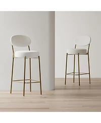 Streamdale Furniture Streamdale Upholstered Velvet Bar Stools with Backrest (Creamy White), Set of 2