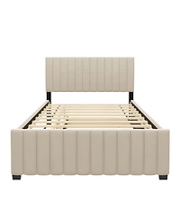 Streamdale Furniture Full Size Velvet Upholstered Platform Bed with Twin Size Trundle