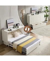 Streamdale Furniture Cabinet Bed with Storage Queen Bed, Mattress, Drawers, Sockets, Usb Ports