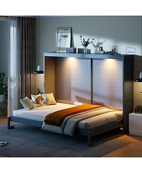 Streamdale Furniture Queen Size Murphy Bed Wall Bed Modern design with Led Lights