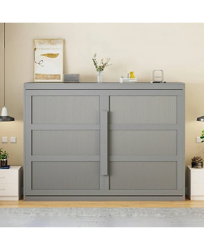 Streamdale Furniture Queen Size Murphy Bed Wall Bed Modern design with Led Lights