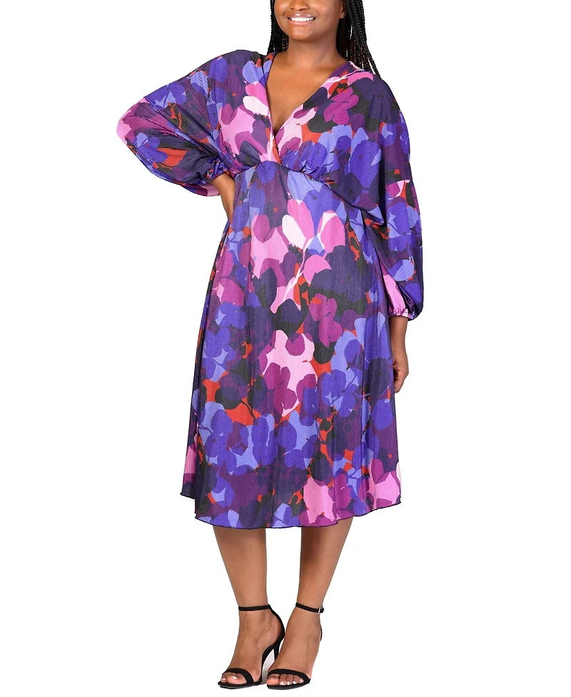 24seven Comfort Apparel Plus Empire Waist Midi Dress