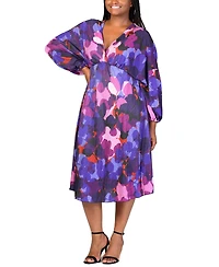 24seven Comfort Apparel Plus Empire Waist Midi Dress