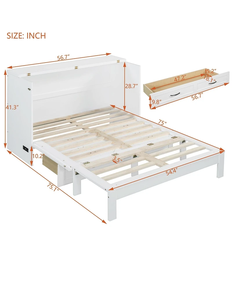 Streamdale Furniture Full Size Murphy Bed with Large Drawers