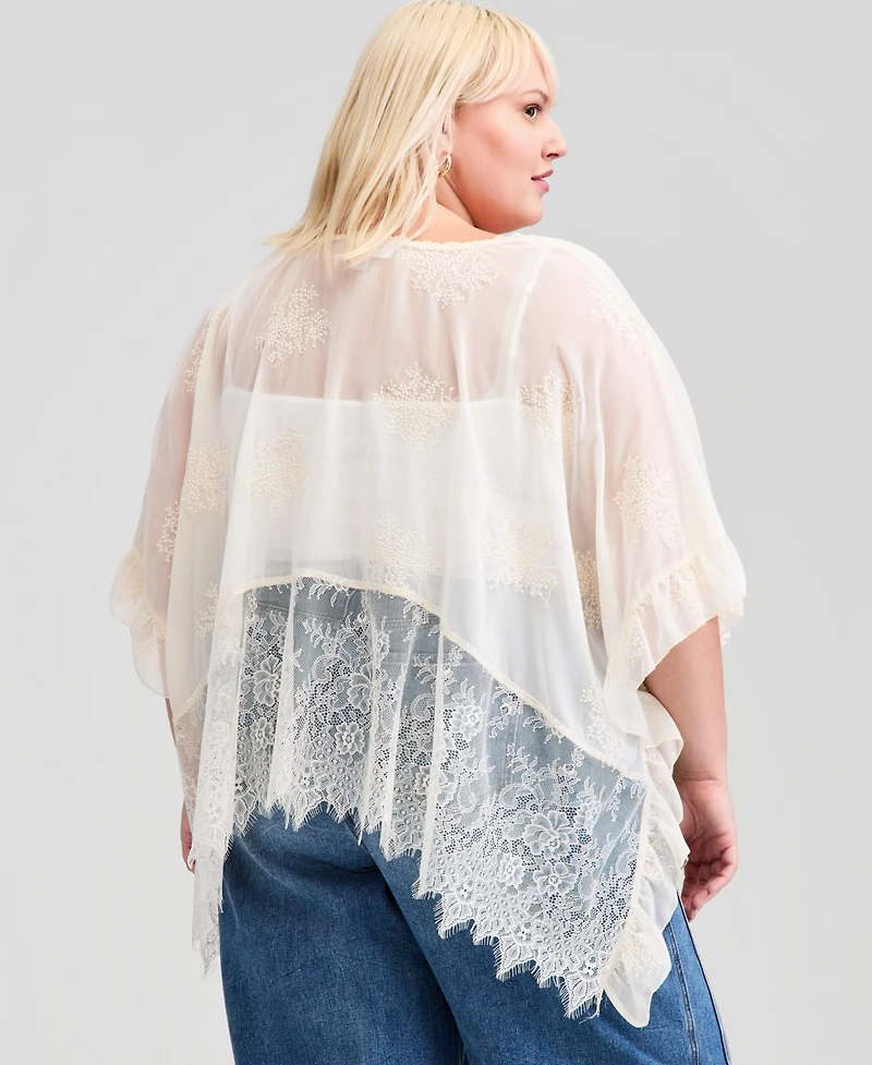 And Now This Trendy Plus Embroidered Lace Cape, Macy's Exclusive