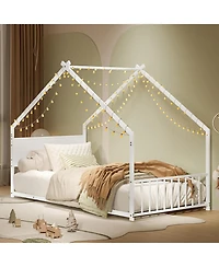 Streamdale Furniture Twin House Bed with Lights - White