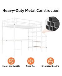 Streamdale Furniture Loft Bed with L-Desk, Storage, Stairs & Railing