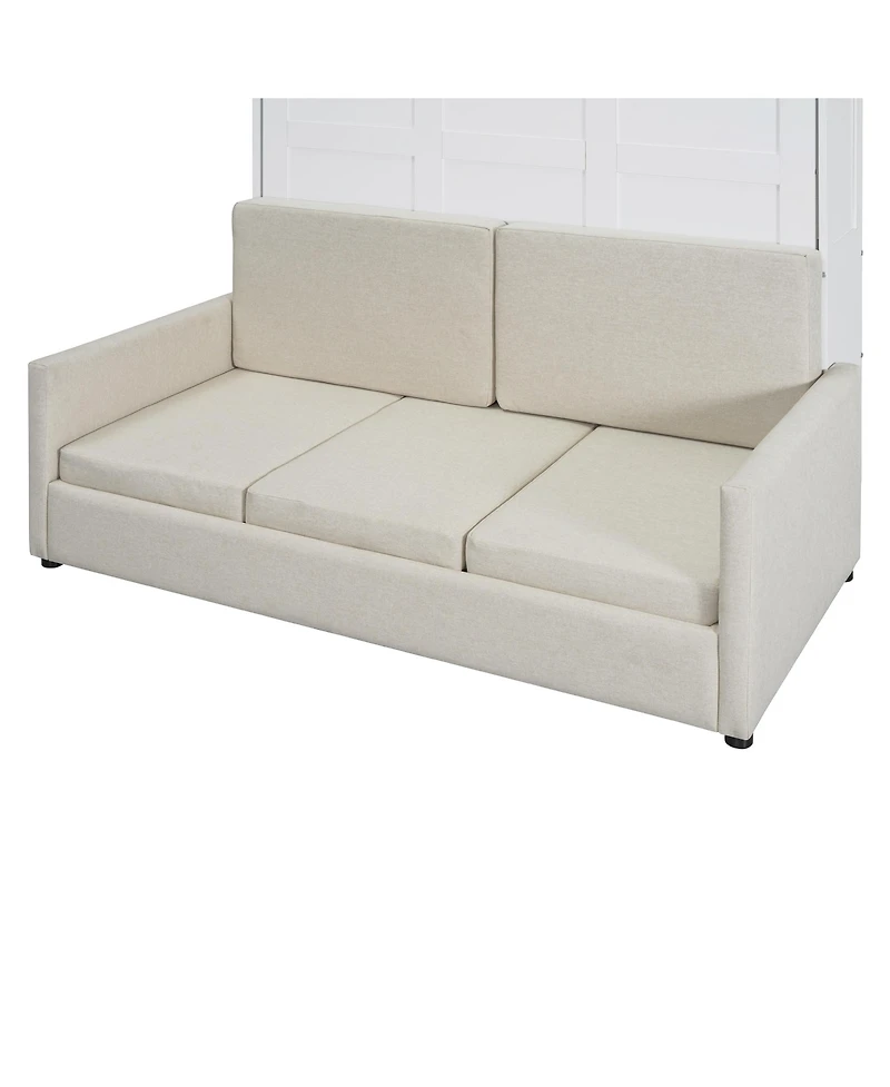 Streamdale Furniture Full Size Murphy Bed Wall Bed with Cushion, White