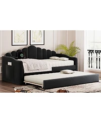 Streamdale Furniture Streamdale Twin Velvet Daybed with Trundle & Usb