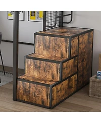 Streamdale Furniture Loft Bed with Desk, Usb, Drawers, Stairs & Storage - Black