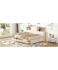 Streamdale Furniture White Wooden Daybed with 3 Storage Drawers, Shelf & Usb Ports