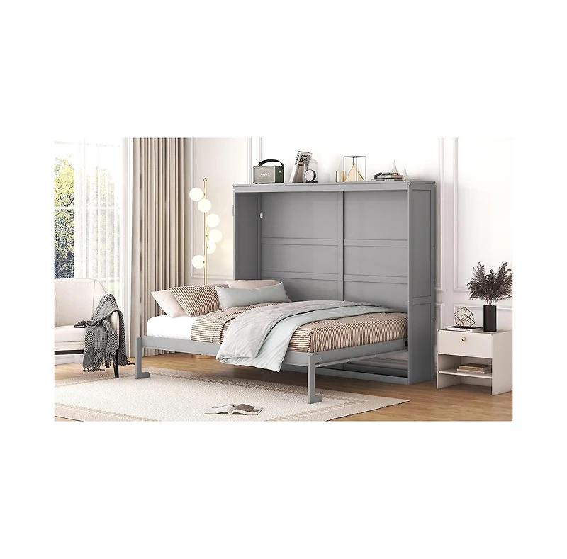 Streamdale Furniture Queen Size Murphy Bed Wall Bed, Gray