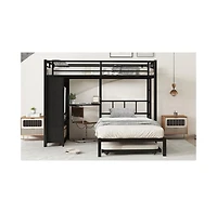 Streamdale Furniture + Twin over Twin + Wood/Metal (if material is specified) + Trundle, Desk & Wardrobe + Bunk Bed