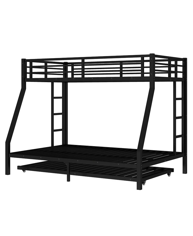Streamdale Furniture Twin over Full Metal Bunk Bed with Twin Size Trundle