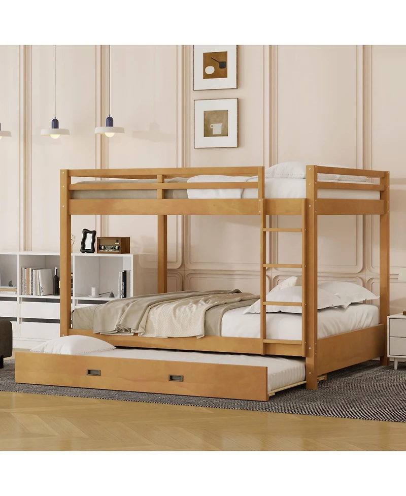 Streamdale Furniture + Queen Size + Wood + Ladder & Trundle + Bunk Bed