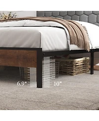 Streamdale Furniture Wooden Platform Bed Frame w/ Usb Ports & Storage - Brown