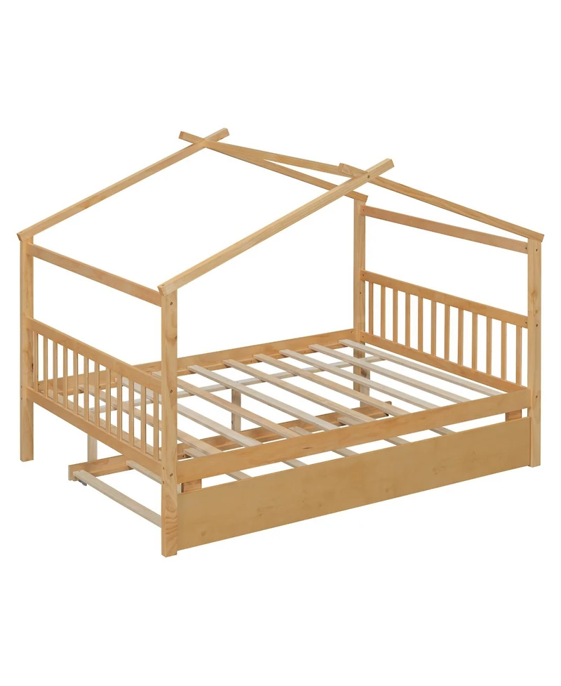 Streamdale Furniture Wooden House Bed with Twin Trundle