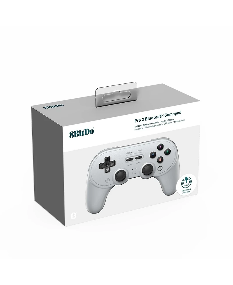8Bitdo Pro 2 Bluetooth Wireless Gaming Controller with Hall Effect Joystick Update for Switch, Pc, Android, and Steam Deck & Apple - Gray