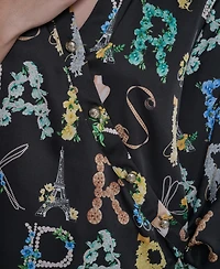 Karl Lagerfeld Paris Women's Printed 3/4-Sleeve Top