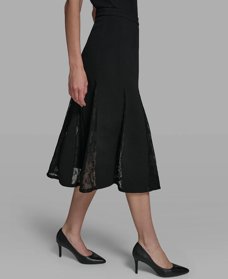 Karl Lagerfeld Paris Women's Lace Inset Maxi Skirt