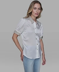 Karl Lagerfeld Paris Women's Beaded Short-Sleeve Top