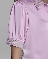 Karl Lagerfeld Paris Women's Beaded Short-Sleeve Top