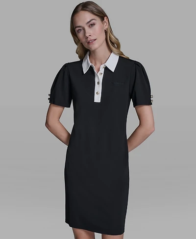 Karl Lagerfeld Paris Women's Knit Collared Polo Dress