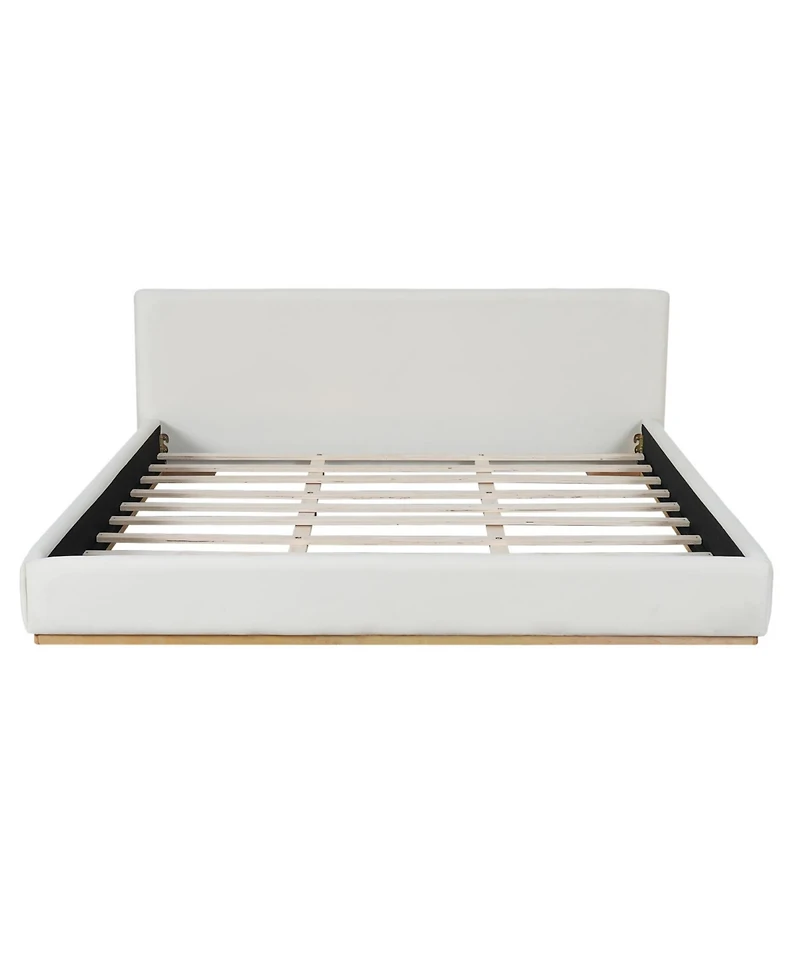 Streamdale Furniture Streamdale Elegant White Upholstered King Bed with Solid Wood Frame