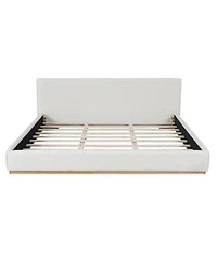 Streamdale Furniture Streamdale Elegant White Upholstered King Bed with Solid Wood Frame