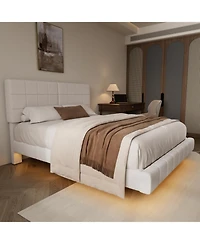 Streamdale Furniture Streamdale Boucle Floating Bed with Light,Queen