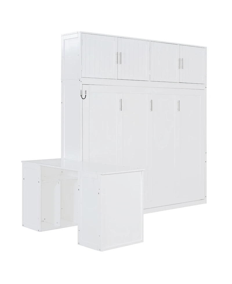 Streamdale Furniture Queen Murphy Bed with Desk & Storage - White