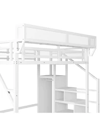 Streamdale Furniture Full Loft Bed with Stairs, Storage, & Wardrobe
