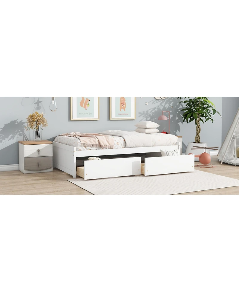 Streamdale Furniture Twin Size Bed with 2 Drawers