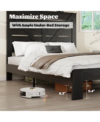Streamdale Furniture King Wood Platform Bed Frame, Noise Free, Easy Assembly, Under Bed Storage, Black