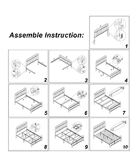 Streamdale Furniture Queen Metal Bed Frame with Vintage Headboard