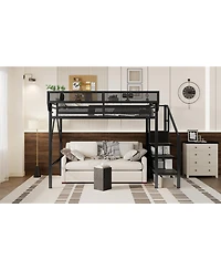 Streamdale Furniture Streamdale Twin Xl Loft Bed with Stairs & Storage Shelves