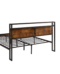 Streamdale Furniture King Size Platform Bed with Usb, Led Lights, Storage