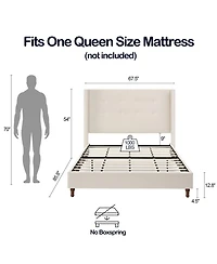 Streamdale Furniture Upholstered Queen Bed with Wingback and Nailhead Trim