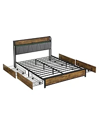Streamdale Furniture Smart Bed Frame with Storage, Charging & Led