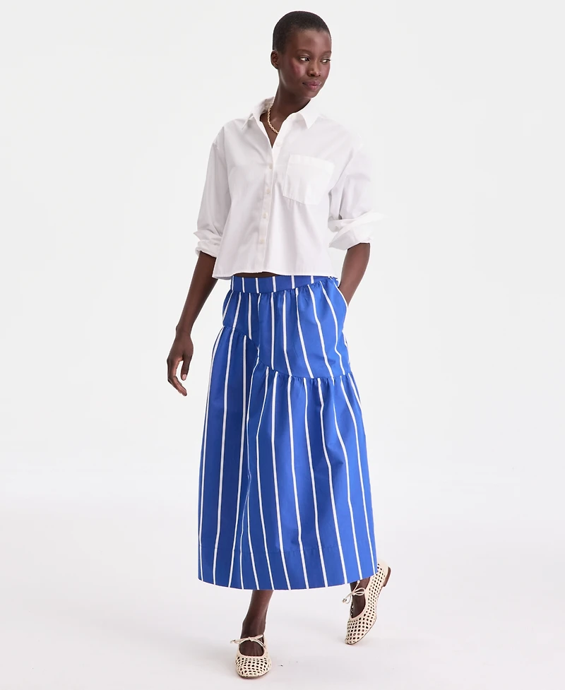On 34th Women's Pull Stella Poplin Midi Skirt, Macy's Exclusive
