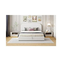 Streamdale Furniture White Teddy Fleece Queen Platform Bed with Storage
