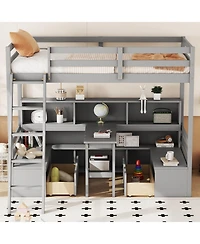 Streamdale Furniture Twin Loft Bed with Storage & Desk