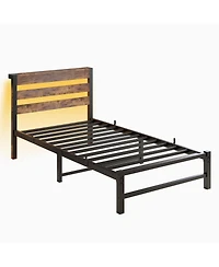 Streamdale Furniture Streamdale Twin Bed Frame with Headboard, Usb Charging, Led