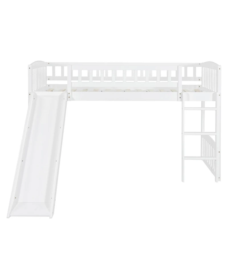Streamdale Twin Size Wood Loft Bed with Slide and Ladder Bed