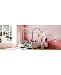 Streamdale Furniture Full Velvet House Bed Wood